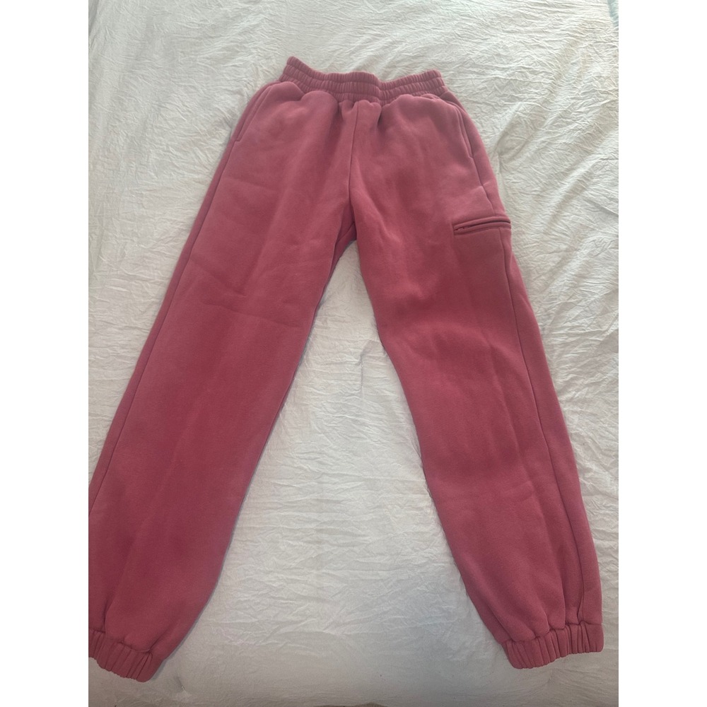 COMFRT Signature Sweatpants Rose Pink Fleece Joggers Womens Medium Zipper Pocket